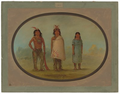 Twee Chippewyan-krijgers en een vrouw door George Catlin