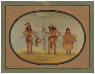 Twee Ojibbeway-krijgers en een vrouw door George Catlin
