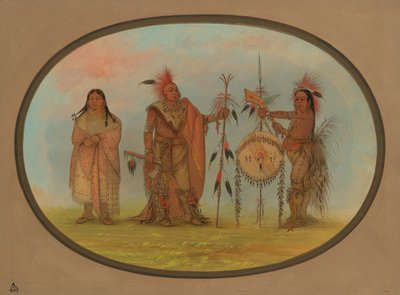 Twee Saukie stamhoofden en een vrouw, 1861-1869 door George Catlin