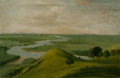 Uitzicht op de samenvloeiing van de Red River en de False Washita, in Texas door George Catlin