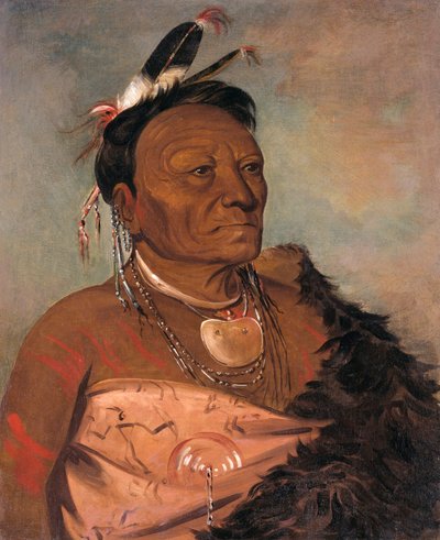 Wee-tá-ra-shá-ro, hoofd van de stam door George Catlin