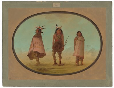 Yntah medicijnman, een krijger en een vrouw door George Catlin