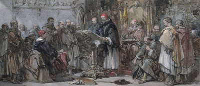 Een Scène van Kloosterleven: Prediking in de Kerk door George Cattermole
