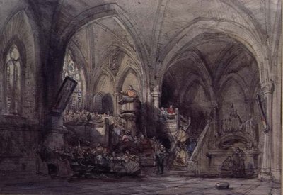 Interieur van een Kerk, Spanje door George Cattermole