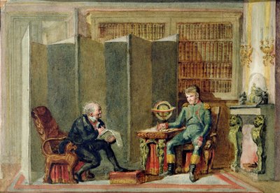 Napoleon dicteert zijn memoires op St. Helena aan Comte Las Casas door George Cattermole