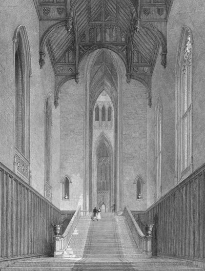 De Grote Westelijke Hal die leidt naar de Grote Salon of Octagon, Fonthill Abbey, gegraveerd door C.J. Varrall, 1823 door George Cattermole
