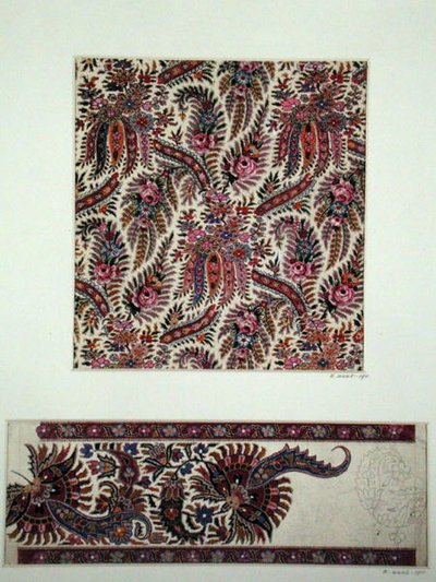 Stofontwerpen voor Paisley Sjaals, c.1871 (gouache op papier) door George Charles Haite