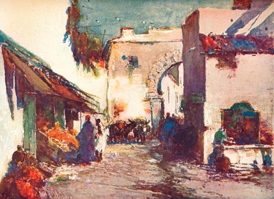 Op straat Een scène in Tanger door George Charles Haite