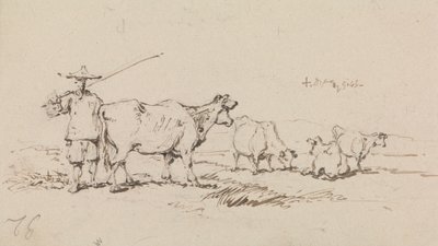 Een Boer met Vee door George Chinnery