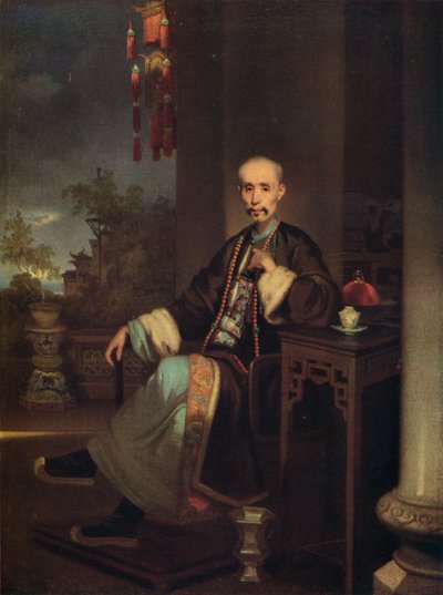Hoe Qua, hoofd van de Hong-handelaren in Canton door George Chinnery