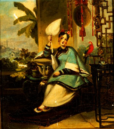 Portret van een meisje met een papegaai door George Chinnery