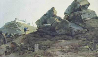 Rotsen en een Heuvelklooster, China door George Chinnery