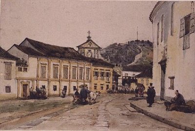 Straat in Macao, China door George Chinnery