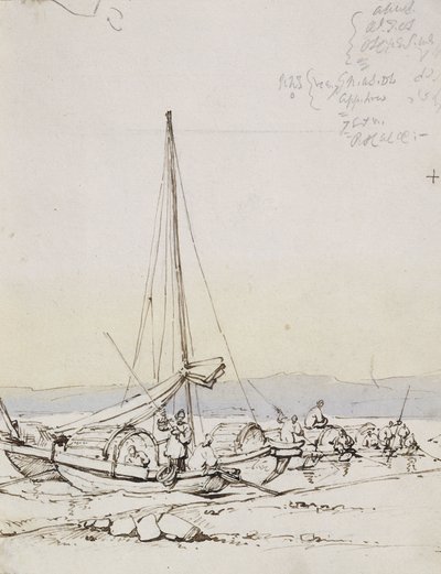 Tanka Boten aan de Kust door George Chinnery