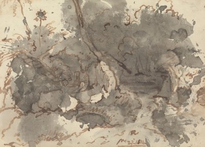 Rieten Gebouw in een Bos door George Chinnery