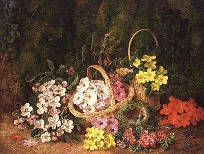 Lentebloemen in Manden door George Clare