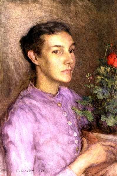 Meisje en bloempot door George Clausen