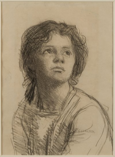 Hoofd en Schouders van een Jonge Vrouw door George Clausen
