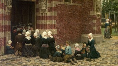 Hoogmis in een vissersdorp aan de Zuiderzee, Nederland door George Clausen