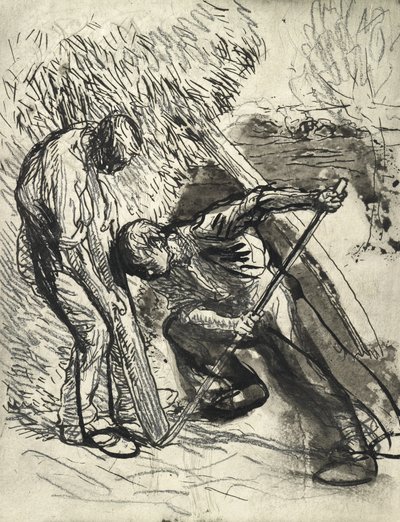 Het stutten van de hooiberg, ca.1900 door George Clausen