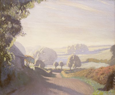 Septembermorgen, de velden door George Clausen