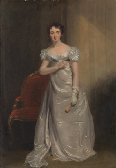 Harriet Smithson als Miss Dorillon, in "Wives as They Were, and Maids as They Are" door Elizabeth Inchbald door George Clint