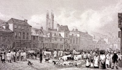 Smithfield Market, Londen, ca. 1830 door George Cooke