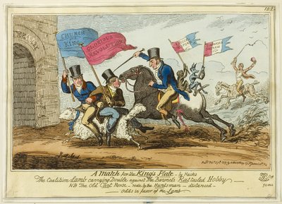 Een wedstrijd voor de koningen door Hacks door George Cruikshank