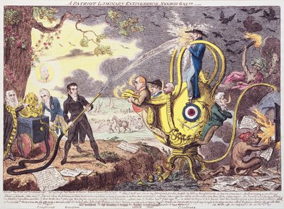 Een Patriotische Lichtbron die Schadelijk Gas Uitdooft!!! door George Cruikshank