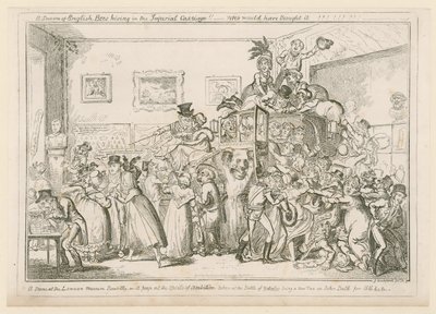 Een scène in het London Museum Piccadilly door George Cruikshank