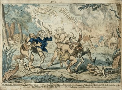 All Among the Hottentots Capering Ashore..., gepubliceerd 7 september 1819 door George Cruikshank