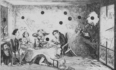 Een onderbroken Engels dinerfeest in Parijs, ca. 1849 door George Cruikshank