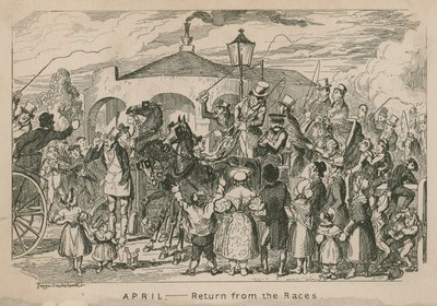 April - Terugkeer van de races door George Cruikshank