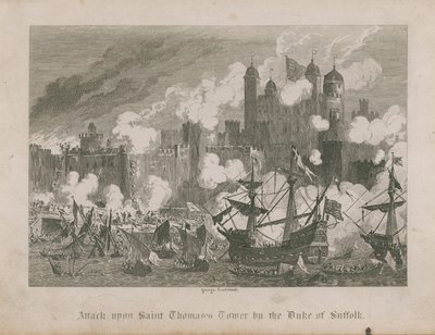 Aanval op de Toren van Sint Thomas door de Hertog van Suffolk door George Cruikshank