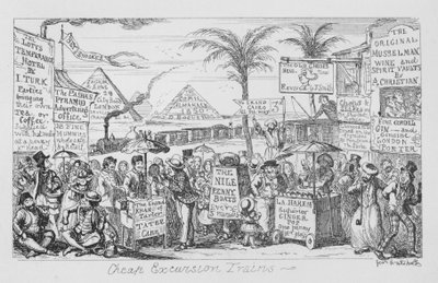 Goedkope excursietreinen, oftewel de toekomst van massatoerisme voorgesteld (gravure) door George Cruikshank