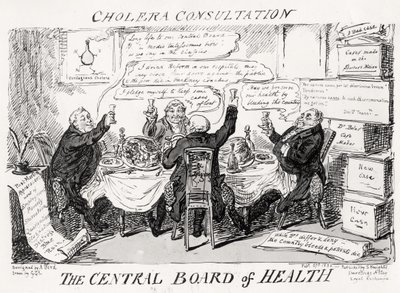 Cholera Consultatie bij de Centrale Gezondheidsraad, gepubliceerd op 27 februari 1832 door George Cruikshank