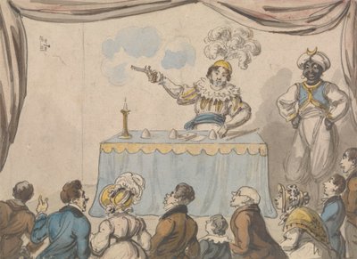 Goochelaar met Pistool en Kaarten door George Cruikshank