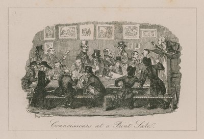 Kenners bij een prentverkoop door George Cruikshank