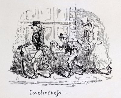 Hebzucht uit Phrenologische Illustraties, 1826 door George Cruikshank