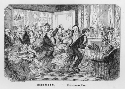 December, Kerstavond (gravure) door George Cruikshank