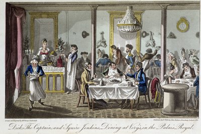 Diner bij Very, in het Palais Royal - in “Life in Paris” door David Carey, Londen door George Cruikshank