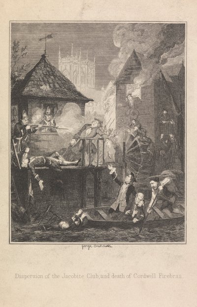 Verspreiding van de Jacobitische Club en de dood van Cordwell Firebras door George Cruikshank