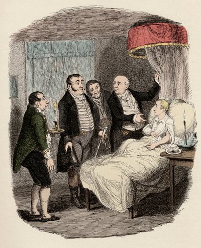 Dr. Losberne toont Oliver aan de Bow Street-politieagenten - Oliver bediend door de Bow Street Runners - Illustratie voor 