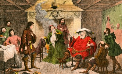 Falstaff speelt de rol van de koning door George Cruikshank
