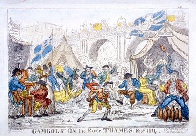 Spelletjes op de rivier de Theems, februari 1814 door George Cruikshank