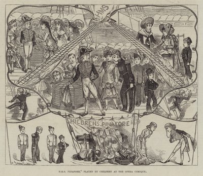 HMS Pinafore, gespeeld door kinderen in de Opera Comique door George Cruikshank