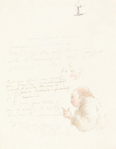 Halflengte van een advocaat en andere schetsen door George Cruikshank