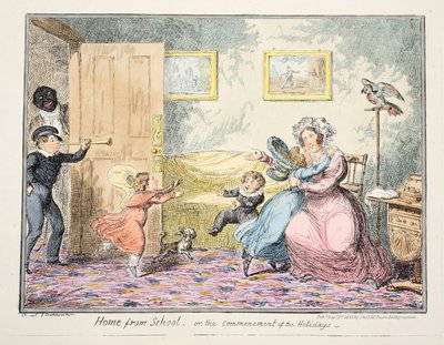 Thuis van school of het begin van de vakantie, uitgegeven 1835 door George Cruikshank