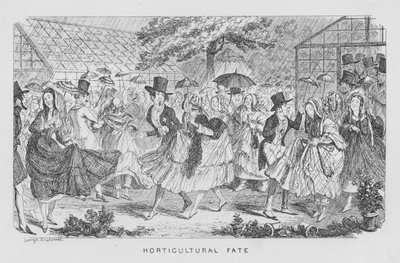Tuinbouwlot, d.w.z. regen bij een feest door George Cruikshank