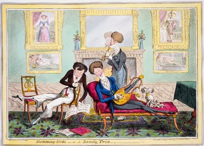 Kolibries, of een Dandy Trio, gepubliceerd 1819 door George Cruikshank